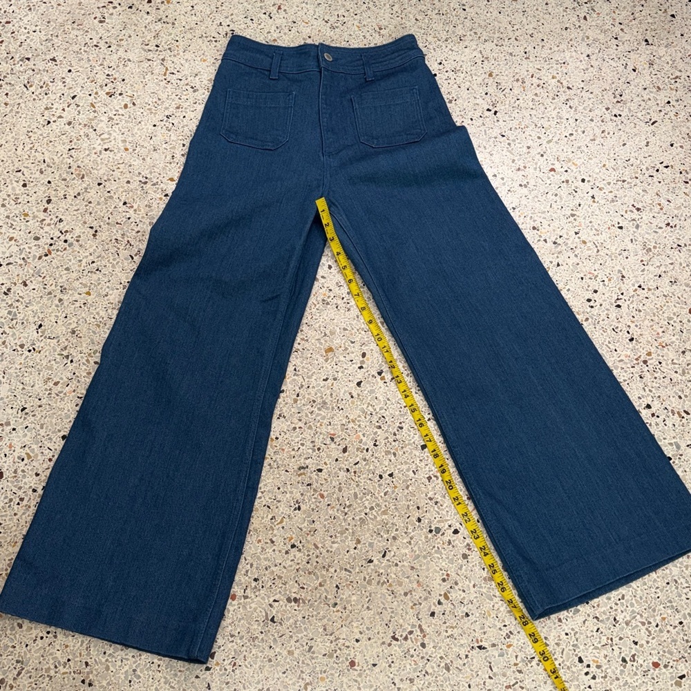 Zara high rise waist wide leg pocket front stretch jeans 6 - Picture 5 of 8